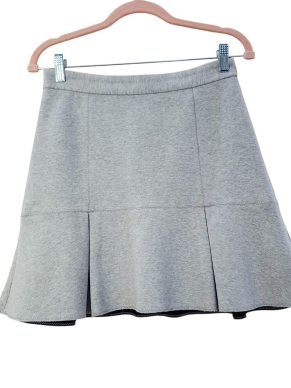 Madewell Grey Skater Jersey Bonded Scuba Pleated Ruffle Mini Skirt Sz 4